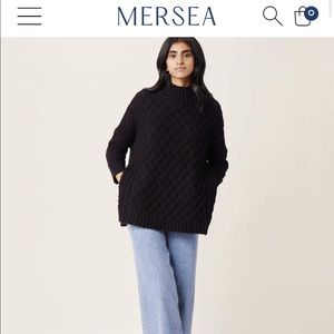 NWT MER|SEA The Lisbon Traveler Lattice Front in  Black One Size Sweater